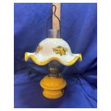 Vintage Yellow Miniature Oil Lamp with matching
