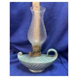 Vintage Green Aladdin Style Miniature Oil Lamp -
