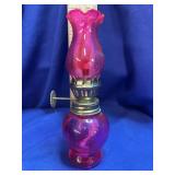 Vintage Cranberry Glass Miniature Tulip Oil Lamp
