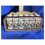 Ceramic 'Book' Spice Jar Set with Wooden Wall Rack
