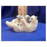 Vintage Polar Bear Mother and Cubs Figurine