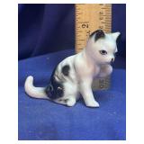 Vintage Glazed Ceramic Playing Cat Figurine