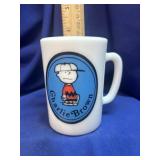 Vintage Peanuts Charlie Brown Milk Glass Mug