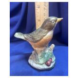 Hand-Painted Ceramic Thrush Bird Figurine
