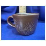 Vintage Sgraffito Pinecone Ceramic Mug