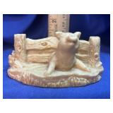 Vintage Country Pig and Fence Figurine