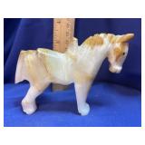 Onyx or Calcite Hand-Carved Horse Figurine see leg