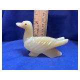 Hand-carved Onyx or Calcite Stone Duck Figurine