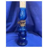 Miniature glass oil lamp / kerosene lamp.Cobalt
