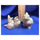 Pair of Vintage Carved Stone / Alabaster Bird Figu