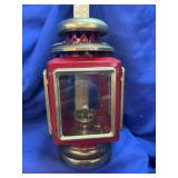 Red & Brass Nautical-Style Square Table Lantern