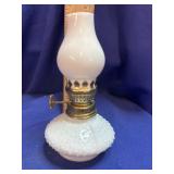 White Milk Glass Hobnail Miniature Oil Lamp