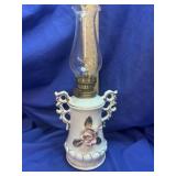 Miniature porcelain wings Handle Oil Lamp -