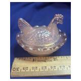 Hen On Nest salt miniature 2 1/2ï¿½ pink