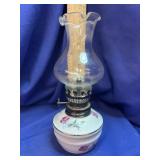 Porcelain Floral Miniature Hurricane Oil Lamp