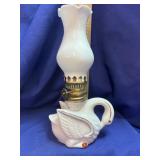Milk Glass Swan Novelty Miniature Oil Lamp