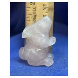 Carved Rose Quartz Crystal Rabbit Figurine