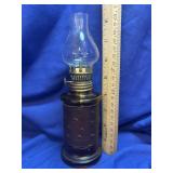 Vintage Simulated Leather miniature Oil Lamp -
