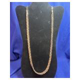 tri-tone braided herringbone chain necklace