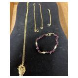 Necklace, bracelet, and three necklace chain