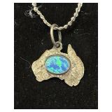 silver Australia map pendant necklace featuring a