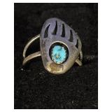Southwestern-style sterling silver bear paw ring
