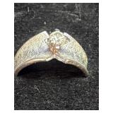 Sterling bat solitaire ring featuring