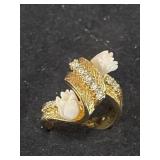 gold-plated bypass-style fashion ring featuring a
