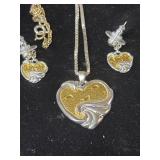 Gorham Sterling Silver Footprints in Sand Heart