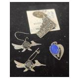 Sterling Silver pendant, earrings and charm