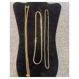 Three gold tone necklaces