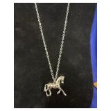 silver-tone running horse pendant necklace