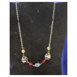 silver-tone chain necklace featuring colorful
