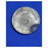 1950 West German coin featuring an oak twig