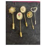 5 vintage Stick Pins