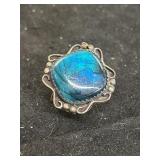 Southwestern-style silver ring featuring