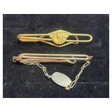Two vintage gold tone tie bars