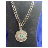 Sicel round silver concho-style pendant necklace