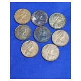 vintage British decimal bronze coins featuring