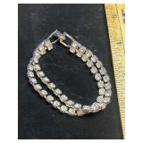 silver-tone double-row rhinestone tennis bracelet