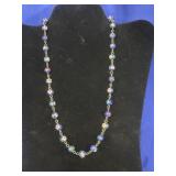 blue floral cloisonnï¿½ bead necklace with small
