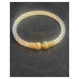 two-tone twisted cable cuff bracelet with