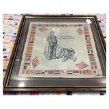 Vintage War Era Silk Handkerchief Framed