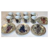 16 Pc Godinger Grape Dessert Dishes/Mugs