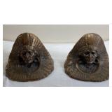 Pair of Solid Bronze Native American Bookends