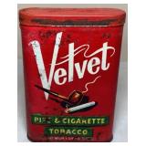 Vtg Velvet Metal Tobacco Tin w/ Contents