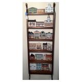 Shelf and Wooden Cats Meow Village Pieces