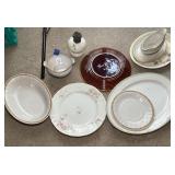 Misc Antique Dishes and Lantern