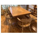 Vtg Wooden Dining Table/4 Chairs/Bench