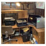 Desk/Dell Hard Drive/HP Monitor/Brother Printer
